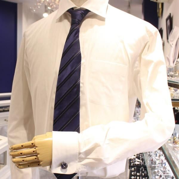 【ThaiVetro】ブルー・炎のデザインのガラス製カフス(カフスボタン/カフリンクス)