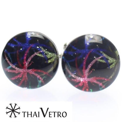 【ThaiVetro】花火デザイン・華やかなガラス製カフス(カフスボタン/カフリンクス)