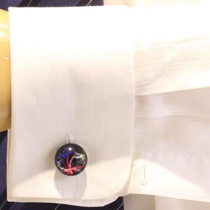 【ThaiVetro】花火デザイン・華やかなガラス製カフス(カフスボタン/カフリンクス)