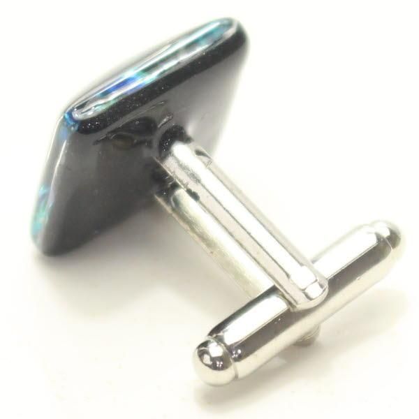 【ThaiVetro】カラフルな竹の葉が輝くガラス製カフス(カフスボタン/カフリンクス)