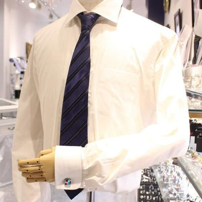 【ThaiVetro】マルチカラー・ドットデザインのガラス製カフス(カフスボタン/カフリンクス)