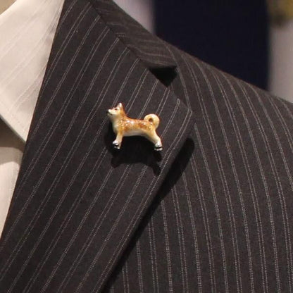 【SATURNO・サツルノ】柴犬のタイタック(ピンブローチ)