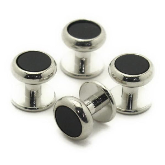 スタッドボタン オニキス シルバー4個セット (スタッズボタン)