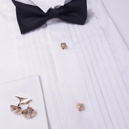 スタッドボタン ホワイト ゴールド スクウェア4個セット (スタッズボタン)