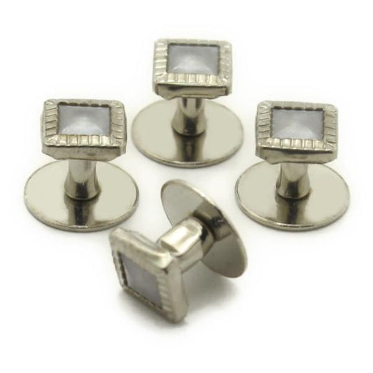 スタッドボタン ホワイト シルバー スクウェア4個セット (スタッズボタン)