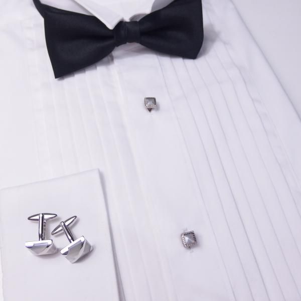 スタッドボタン ホワイト シルバー スクウェア4個セット (スタッズボタン)