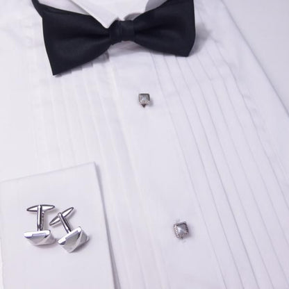 スタッドボタン ホワイト シルバー スクウェア4個セット (スタッズボタン)