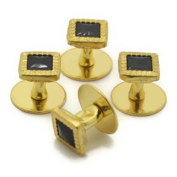 スタッドボタン ブラック ゴールド スクウェア4個セット (スタッズボタン)