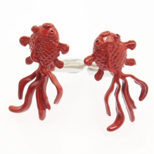 真っ赤な金魚のカフス(カフリンクス/カフスボタン)