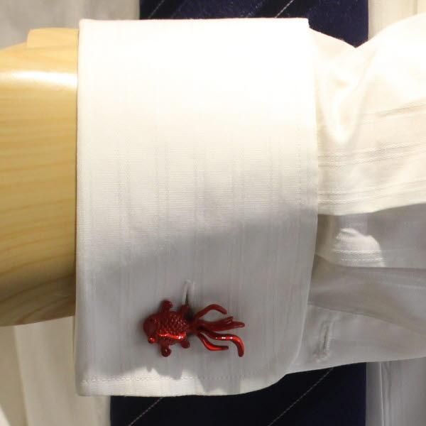 真っ赤な金魚のカフス(カフリンクス/カフスボタン)