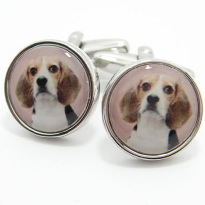 ビーグル犬の肖像画風カフス(カフリンクス/カフスボタン)