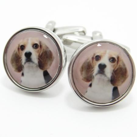 ビーグル犬の肖像画風カフス(カフリンクス/カフスボタン)