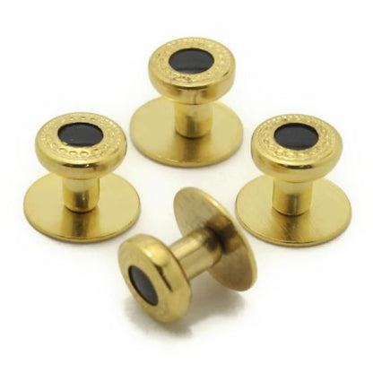 スタッドボタン ブラック ゴールド ラウンド4個セット (スタッズボタン)