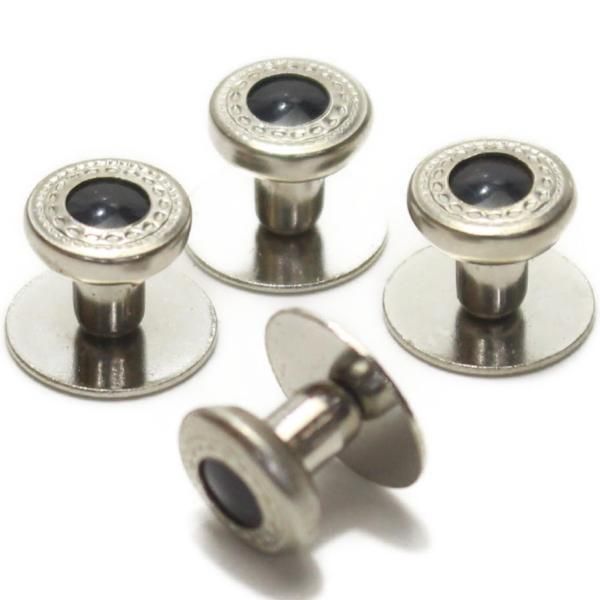 スタッドボタン ブラック シルバー ラウンド4個セット (スタッズボタン)