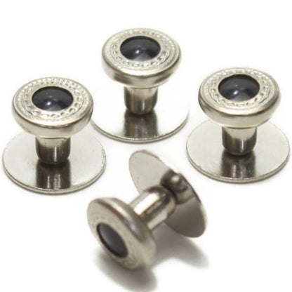 スタッドボタン ブラック シルバー ラウンド4個セット (スタッズボタン)