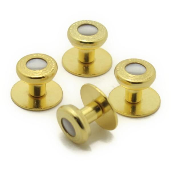 スタッドボタン ホワイト ゴールド ラウンド4個セット (スタッズボタン)