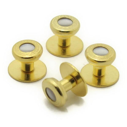 スタッドボタン ホワイト ゴールド ラウンド4個セット (スタッズボタン)