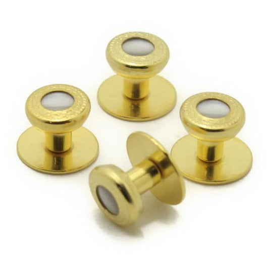 スタッドボタン ホワイト ゴールド ラウンド4個セット (スタッズボタン)