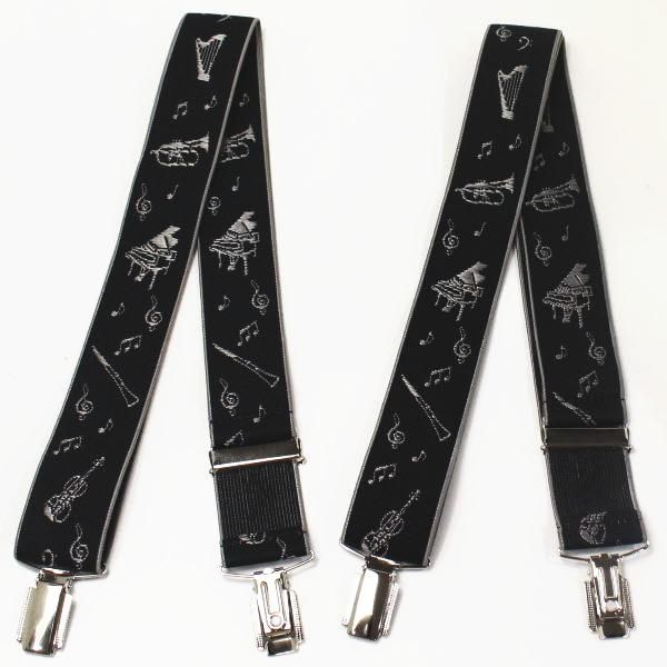 メンズサスペンダー・楽器と音符・クロス型