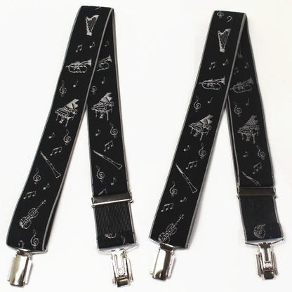 メンズサスペンダー・楽器と音符・クロス型