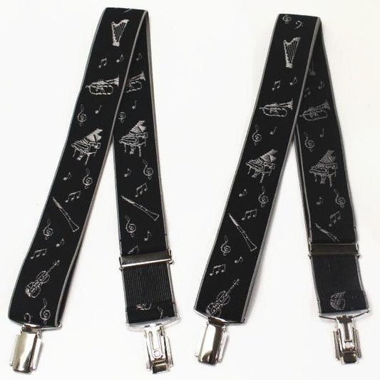 メンズサスペンダー・楽器と音符・クロス型