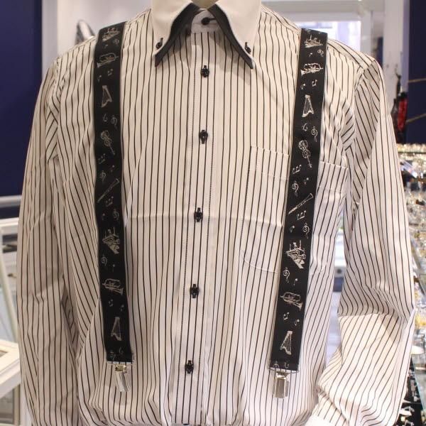 メンズサスペンダー・楽器と音符・クロス型