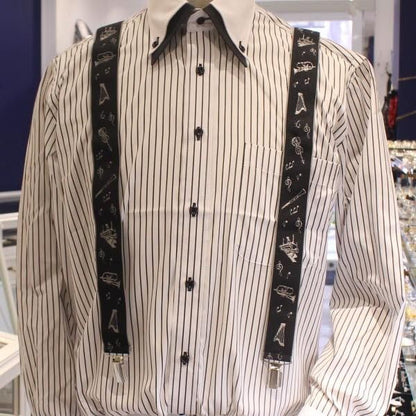 メンズサスペンダー・楽器と音符・クロス型