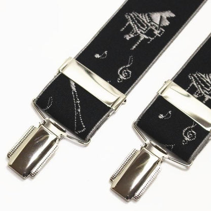 メンズサスペンダー・楽器と音符・クロス型