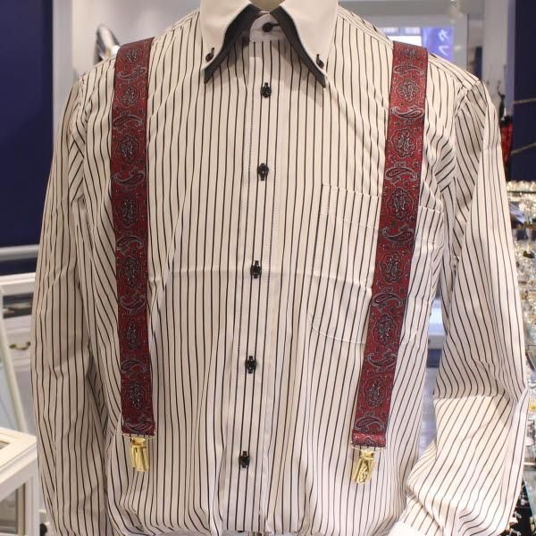 メンズサスペンダー・ペイズリー柄・レッド・ストレート型