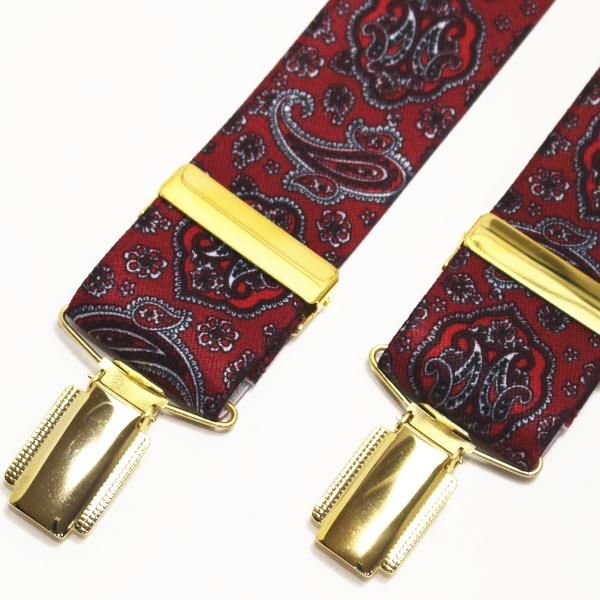 メンズサスペンダー・ペイズリー柄・レッド・ストレート型