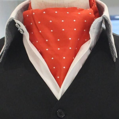 アスコットタイ メンズ用 レッド×白 水玉ドット