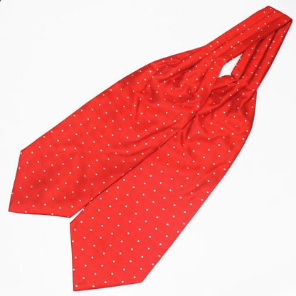 アスコットタイ メンズ用 レッド×白 水玉ドット