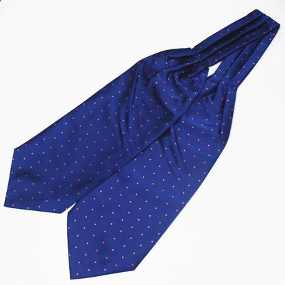 アスコットタイ メンズ用 ブルー×ピンク 水玉ドット