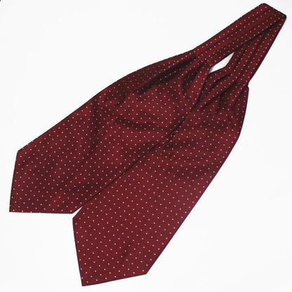 アスコットタイ メンズ用 エンジ×白 水玉ドット