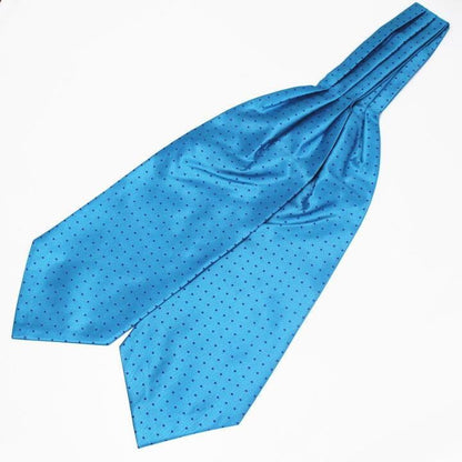 アスコットタイ メンズ用 ターコイズブルー×パープル紫 水玉ドット