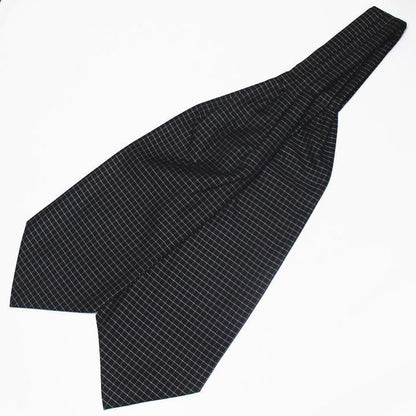 アスコットタイ メンズ用 ブラック×ホワイト チェック柄1