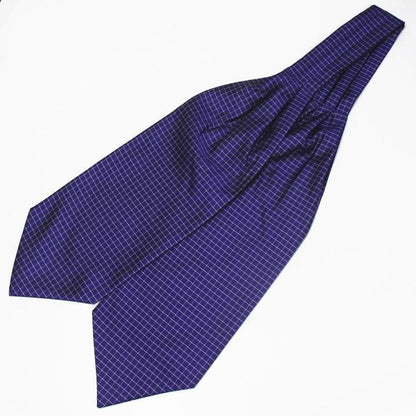 アスコットタイ メンズ用 パープル×ホワイト チェック柄1