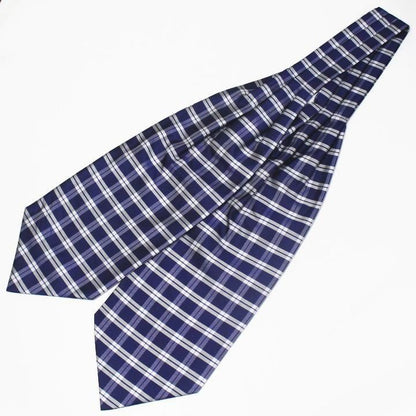 アスコットタイ メンズ用 パープル×ホワイト チェック柄2