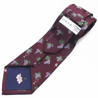 【富士桜工房】全2色・ワイン柄・日本製シルクジャカードの和風ネクタイ