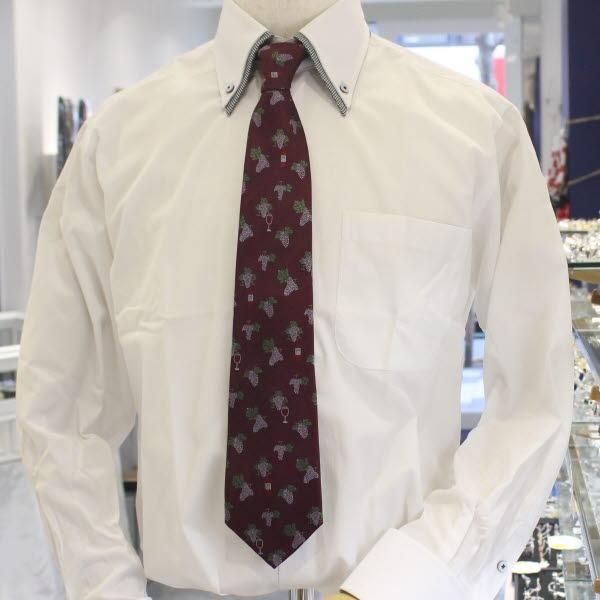 【富士桜工房】全2色・ワイン柄・日本製シルクジャカードの和風ネクタイ