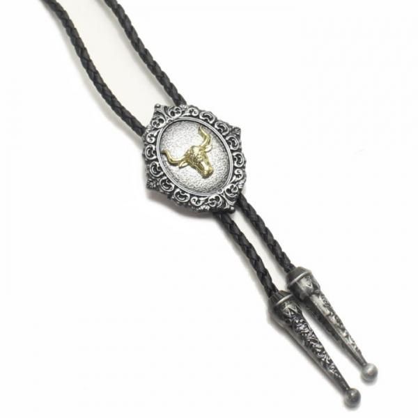 ループタイ・ゴールド×牛(ポーラー・タイ)