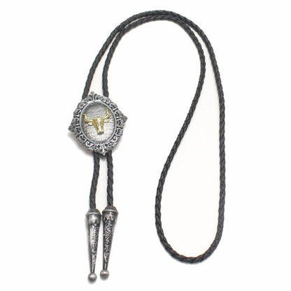 ループタイ・ゴールド×牛(ポーラー・タイ)