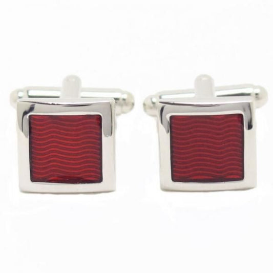 シルバーフレーム スクエア レッドエナメルのカフス