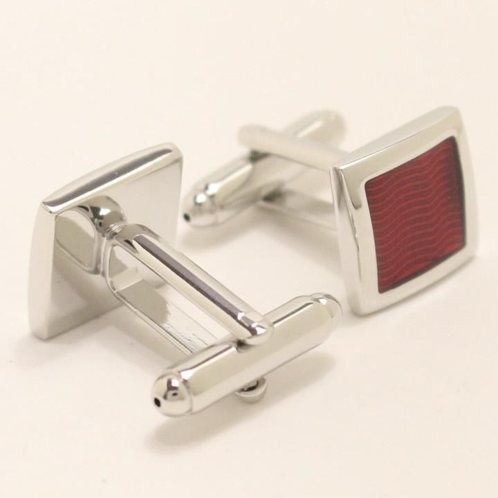 シルバーフレーム スクエア レッドエナメルのカフス