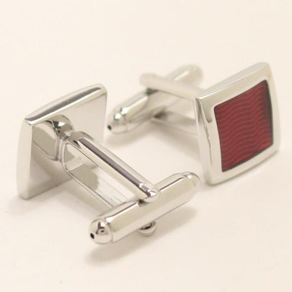 シルバーフレーム スクエア レッドエナメルのカフス