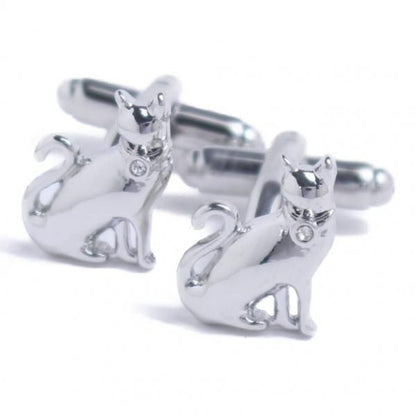 首元のストーンがキラリ おすわり 猫 カフス カフスボタン カフリンクス