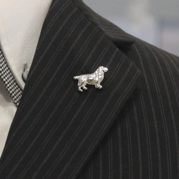 シルバー ダックスフント 犬 ラペルピン ブローチ