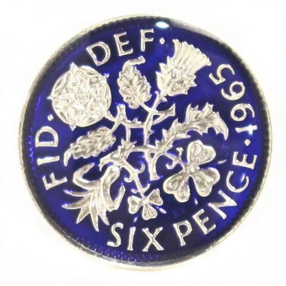 [取寄品]エリザベス2世 6ペンス コイン 1953～1967年 エナメル ラペルピン ブローチ