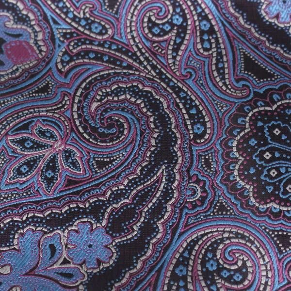 ピンク パープル ブルー ペイズリー フラワーデザイン ジャカード アスコットタイ