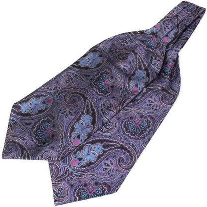 ピンク パープル ブルー ペイズリー フラワーデザイン ジャカード アスコットタイ